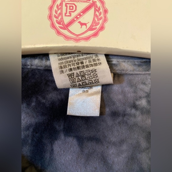 VS PINK LONG SLEEVE CAMPUS TEE SHIRT BLACK GRAY TIE DYE DOG PUP PULPY LOGO HTF L - Picture 6 of 9